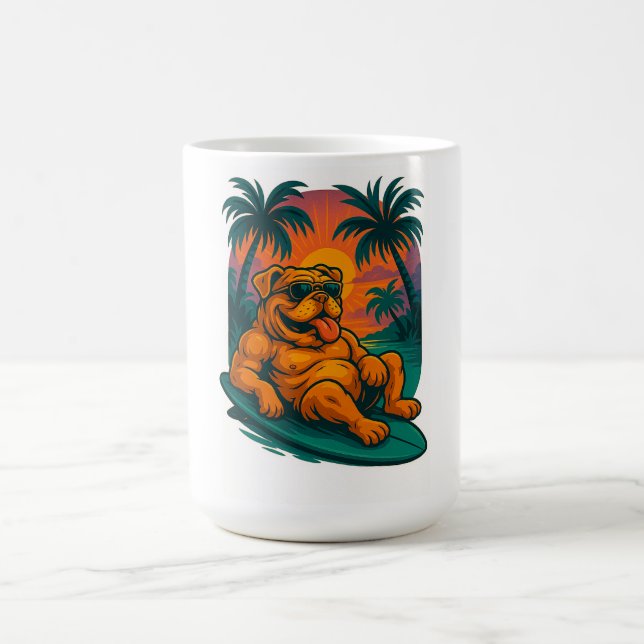 Taza De Café Bulldog de verano sin fin - Retro Surf (Centro)