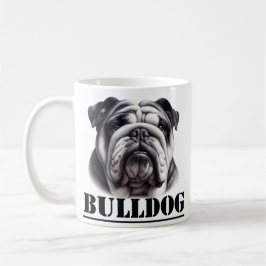 Taza De Café Bulldog en blanco y negro