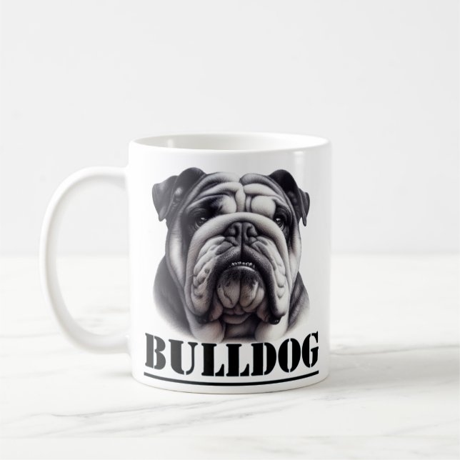Taza De Café Bulldog en blanco y negro (Izquierda)