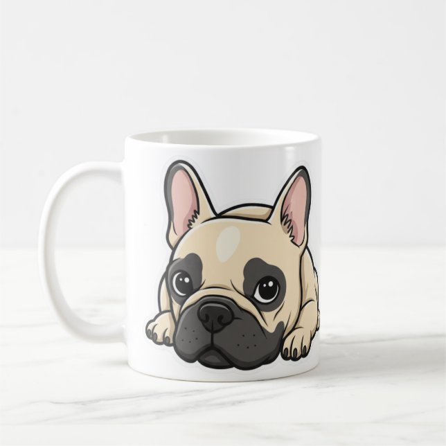 Taza De Café Bulldog francés a mano blanco y negro de juego (Izquierda)