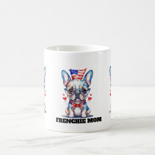 Taza De Café Bulldog Francés Adorable Bandera Americana con Cor