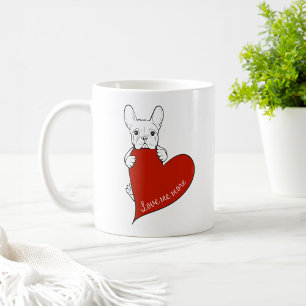Taza De Café Bulldog Francés Adorable con un Corazón Rojo