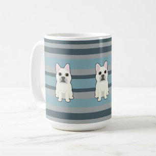 Taza De Café Bulldog Francés Adorable de Rayas Azules