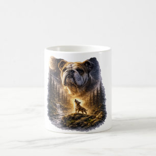 Taza De Café Bulldog Francés Aullando A La Luna Gráfico Vintage