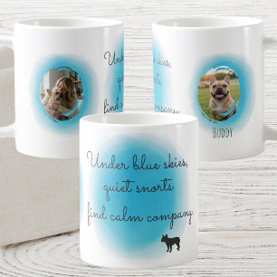 Taza De Café Bulldog Francés Azul Pastel Acuarela - Personaliza