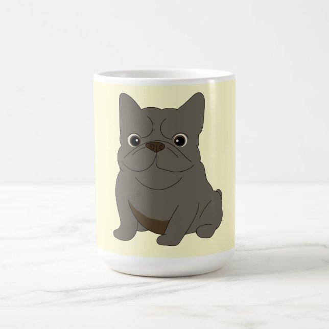 Taza De Café Bulldog Francés Bebe Gris, Crema, (Centro)