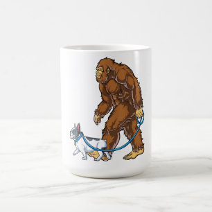 Taza De Café Bulldog francés Bigfoot Dog Walk Funny Sasquatch