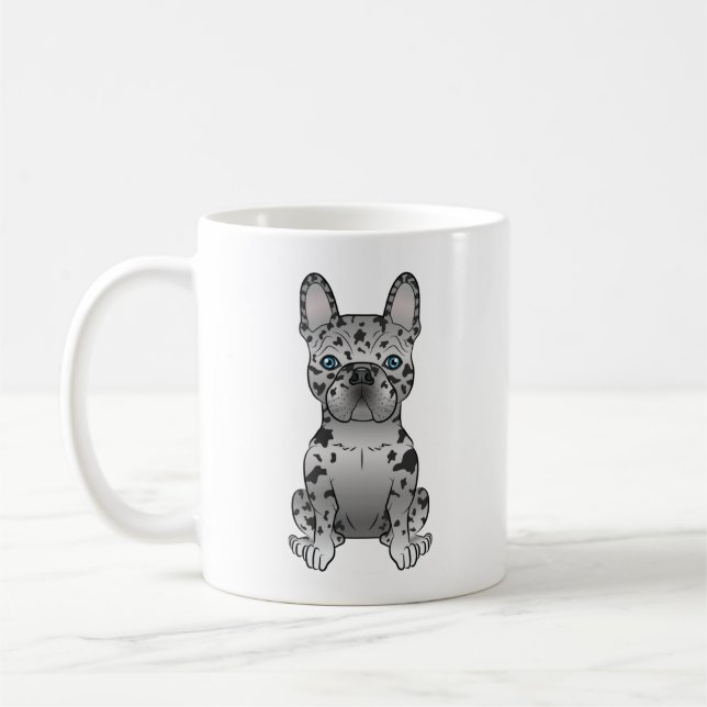 Taza De Café Bulldog francés Blue Merle / perro caricaturista f (Izquierda)