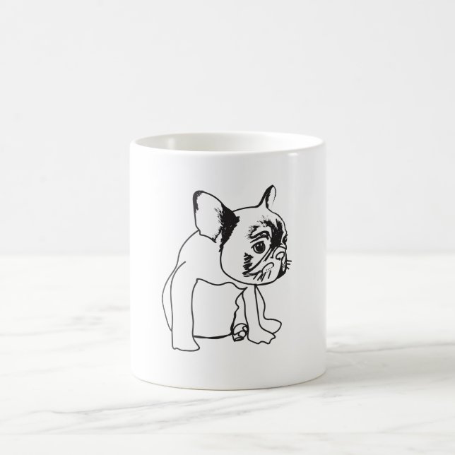 Taza De Café Bulldog francés cachorro negro y blanco (Centro)