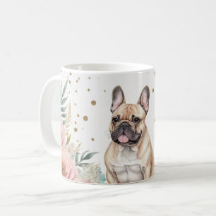 Taza De Café Bulldog francés caprichoso con acentos florales