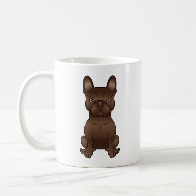 Taza De Café Bulldog francés chocolate lindo perro de caricatur (Izquierda)