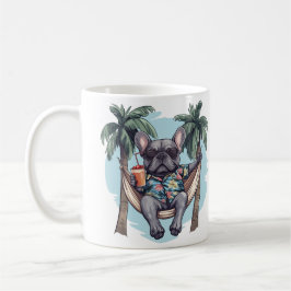 Taza De Café Bulldog Francés con camisa hawaiana