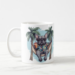 Taza De Café Bulldog Francés con camisa hawaiana