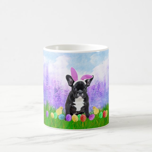 Taza De Café Bulldog francés con huevos de Pascua y pollitos co (Centro)