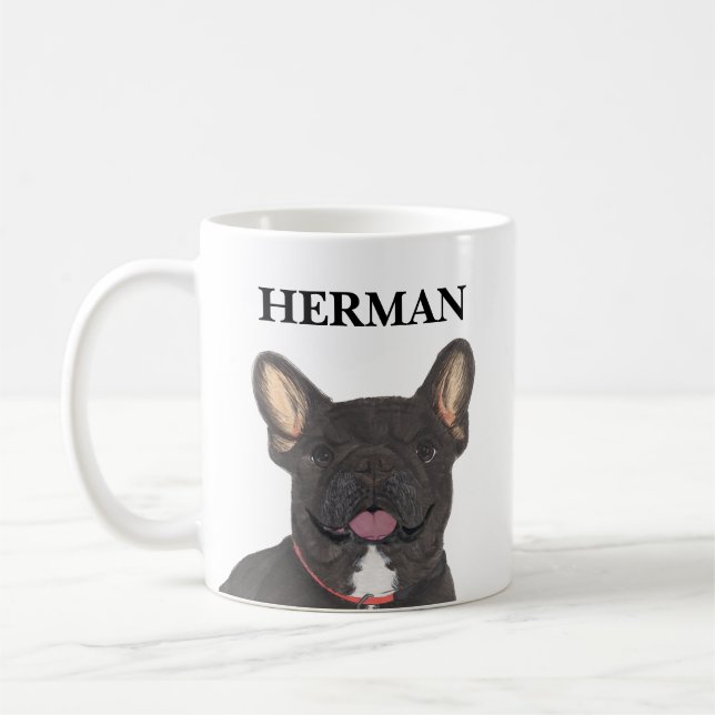 Taza De Café Bulldog francés de Brindle Negro personalizado (Izquierda)