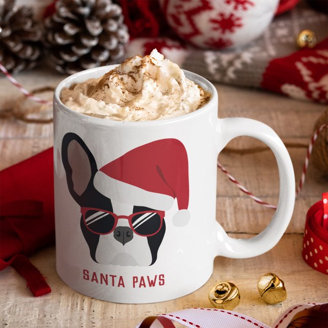 Taza De Café Bulldog francés de Navidades de Santa Paws (Subido por el creador)