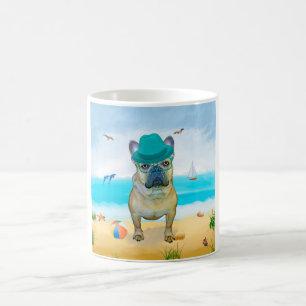 Taza De Café Bulldog francés en la playa