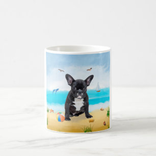 Taza De Café Bulldog francés en la playa
