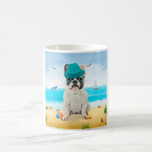 Taza De Café Bulldog francés en la playa