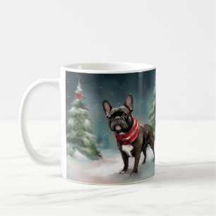 Taza De Café Bulldog francés en Navidades de nieve
