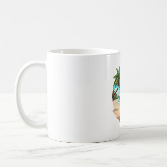 Taza De Café Bulldog francés en una playa (Izquierda)