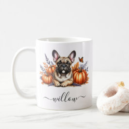 Taza De Café Bulldog francés Fall Mug con nombre personalizado