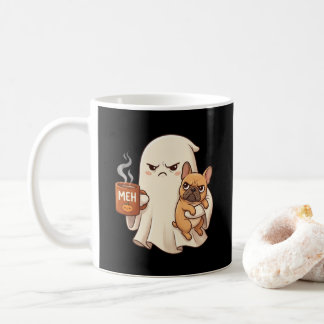 Taza De Café Bulldog Francés Fantasma Gruñón con Café Espeluzna
