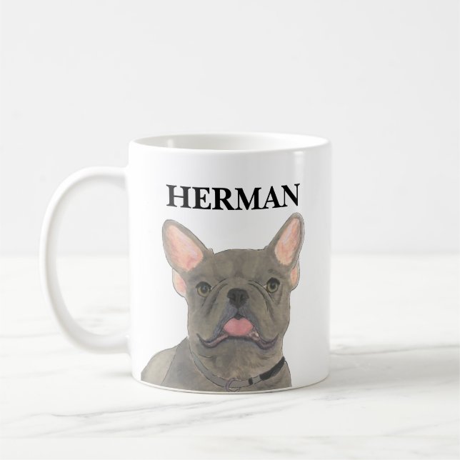 Taza De Café Bulldog francés Gris azul personalizado (Izquierda)