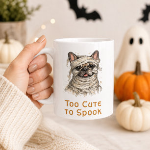 Taza De Café Bulldog Francés Halloween Lindo Momia