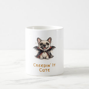 Taza De Café Bulldog Francés Halloween Murciélago Vampiro Lindo