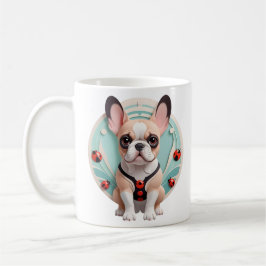 Taza De Café Bulldog francés Ladybug Pastel Papel Cortando Arte