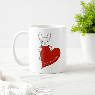 Taza De Café Bulldog francés lindo con corazón rojo