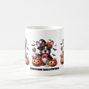 Taza De Café Bulldog Francés Lindo Dulce de Halloween Bruja