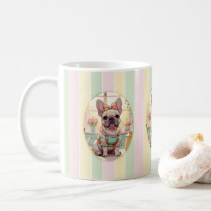 Taza De Café Bulldog francés lindo Pastel Lines Cottagecore