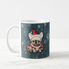 Taza De Café Bulldog francés lindo Santa Hat Feliz Navidad