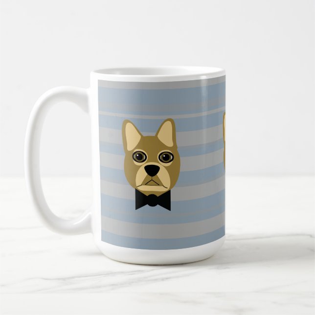 Taza De Café Bulldog francés marrón, rayas (Izquierda)