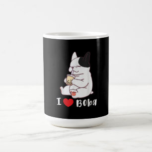 Taza De Café Bulldog francés me encanta Boba Cortar té de leche