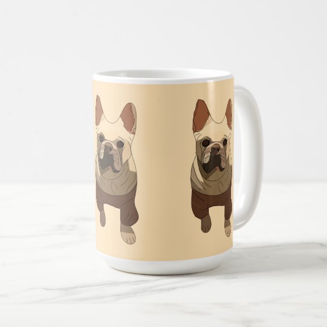 Taza De Café Bulldog Francés, Melocotón Suave (Anverso derecho)