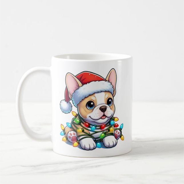 Taza De Café Bulldog francés Navidad a la burla (Izquierda)