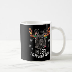 Taza De Café Bulldog Francés Negro Navidad Cuerno de Ciervo Vin