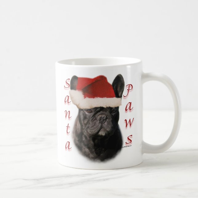 Taza De Café Bulldog francés (negro) Santa Paws (Derecha)