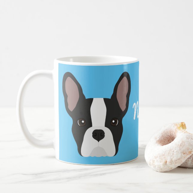 Taza de café Bulldog Francés negro y blanco (Con donut)
