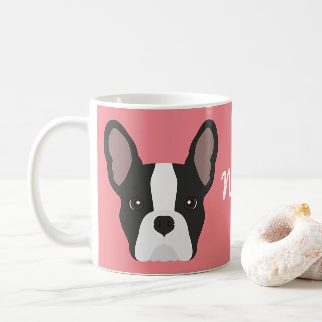 Taza De Café Bulldog francés negro y blanco café tazón (Con donut)