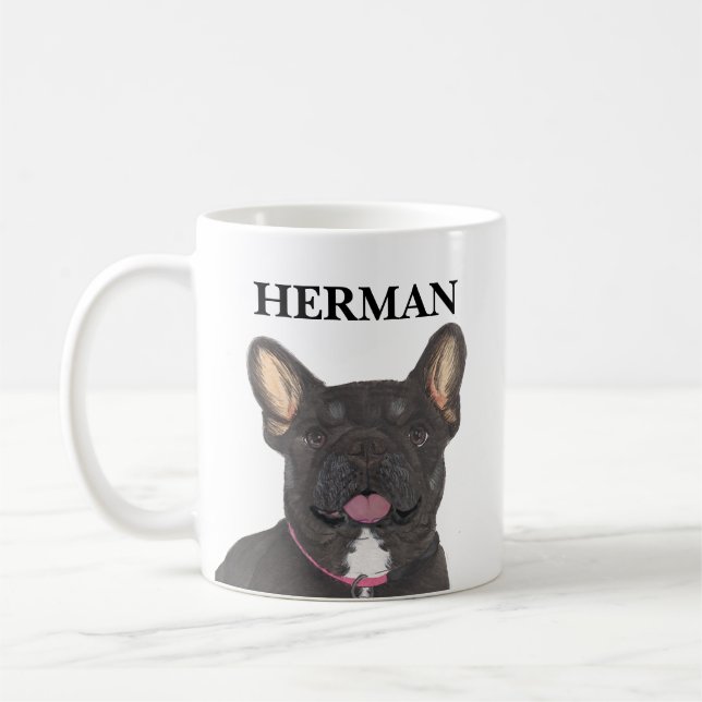 Taza De Café Bulldog francés personalizado negro y tan francés (Izquierda)