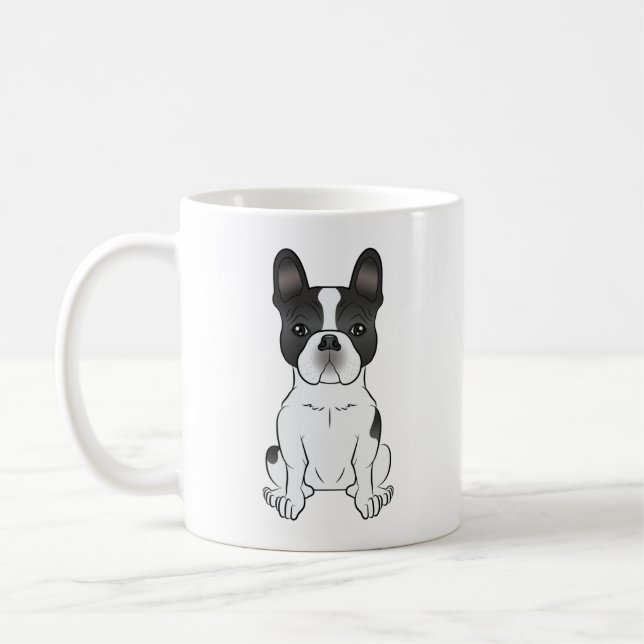 Taza De Café Bulldog Francés Piebald Negro / Frenchie Perro Lin (Izquierda)