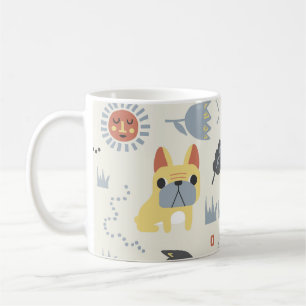 Taza De Café Bulldog francés: Repetición Floral Escandinava.