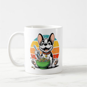 Taza De Café Bulldog Francés Retro Cuto Comer Cereal Para Papá