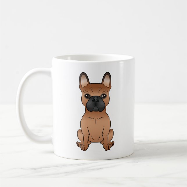 Taza De Café Bulldog Francés Rojo / Frenchie Perro de Dibujos A (Izquierda)