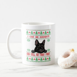 Taza De Café Bulldog francés travieso Navidades feos suéter