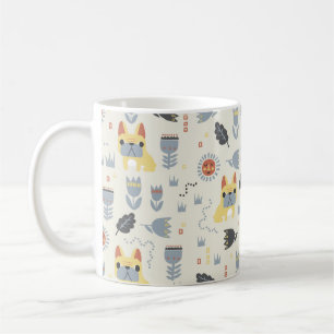 Taza De Café bulldog francés vintage y enfermedad floral escand